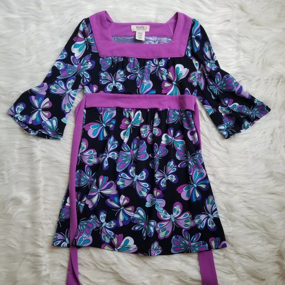 Route 66 Girls Shirt Sz 7/8 Purple Butterfly